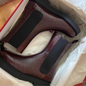 STAUD Brand NEW Never worn Palamino boot in Mahogany faux croc. Size 38, size 8.